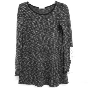 Mon Ami Top Long sleeve Tunic SZ small Black Gray